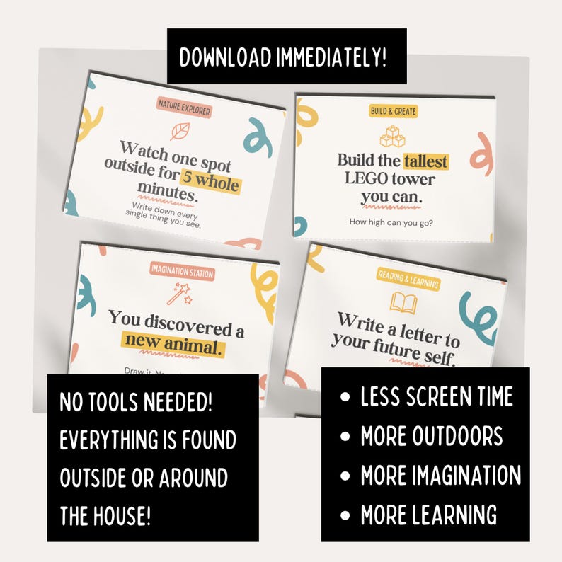 Curated visual reference: Visual Reference: Screen Free Activity Cards For Kids