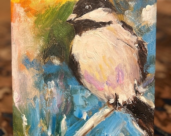 Original Abstract Bird Oil Painting 8" x 10"