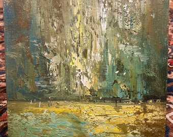 Paisaje abstracto en una paleta de colores relajantes Pintura al óleo original 12" x 16"