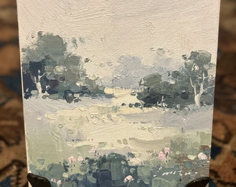 Peinture à l'huile originale de paysage abstrait 20,4 x 10,8 cm (8 x 10 po.)