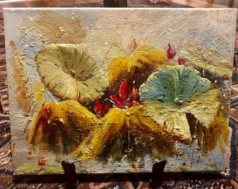 Waterlelies origineel olieverfschilderij 12 "x 16"