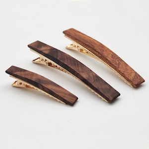 Handmade Walnut Wood Hair Clips: Natural Beeswax Finish