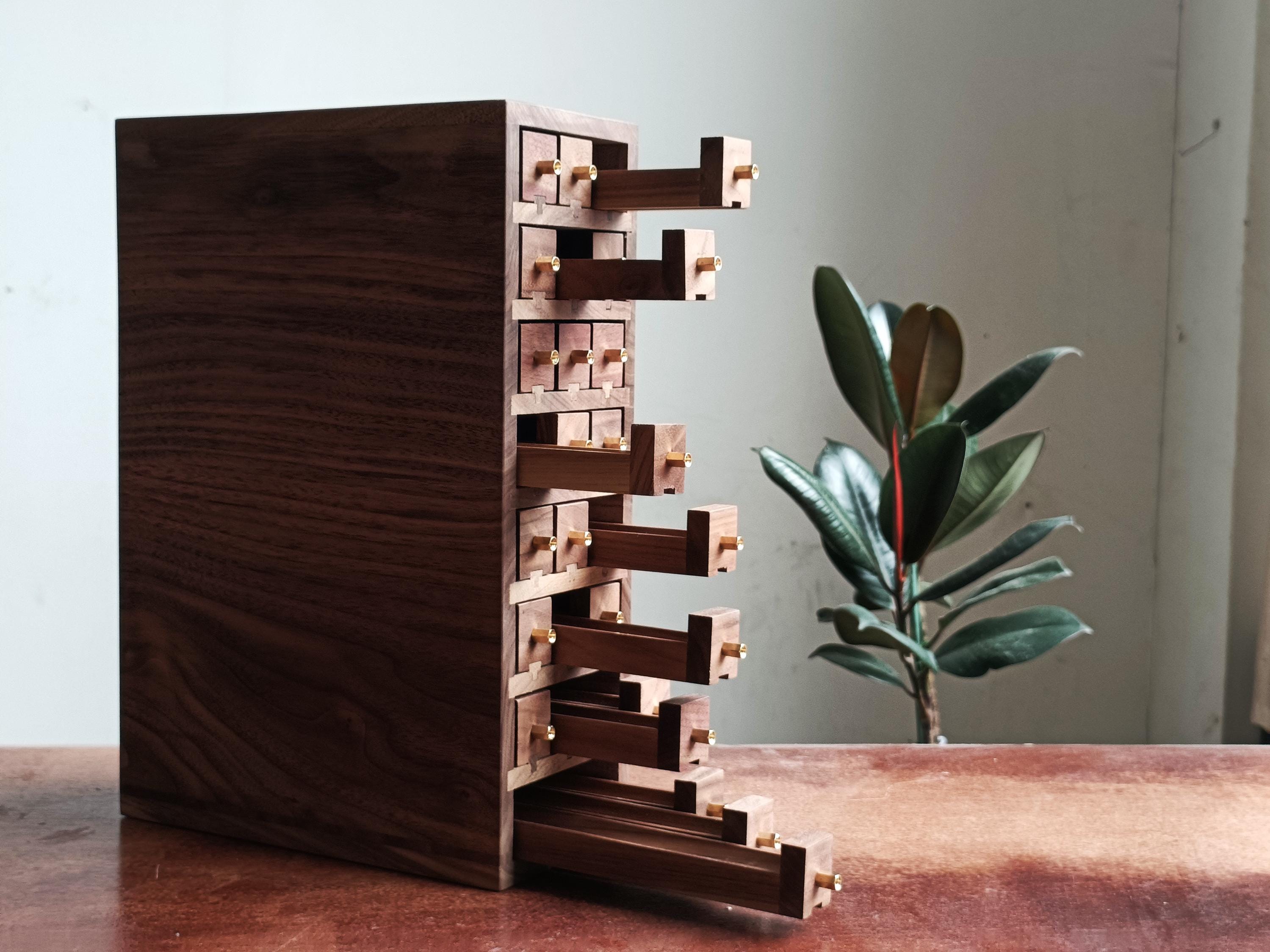 Handmade Walnut Pen Box with 24 Drawers - Pen Storage Organizer