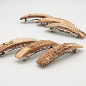 Handmade Wooden Hair Clip: Rustic Spring Design, Long Hair