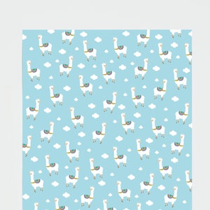 3x Geschenkpapier - Alpaka 50x70cm - Illustriert, Alpaka, Wolken, Kinder, Geschenkpapier, Verpacken, Recyclingpapier