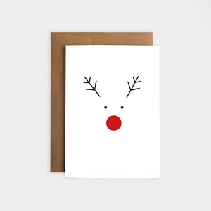 Weihnachtskarte Rudi - Illustration, Recyclingpapier, Weihnachten, Klappkarte mit Briefumschlag (Kraftpapier), Rentier