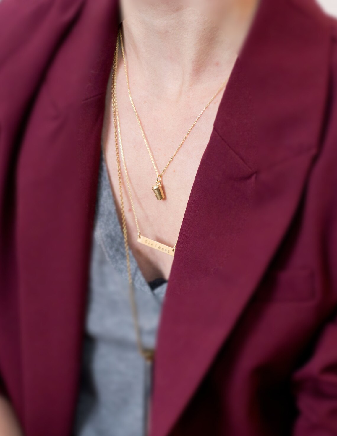 Girl boss Necklace Gift for Mom Rose Gold Bar Necklace Etsy