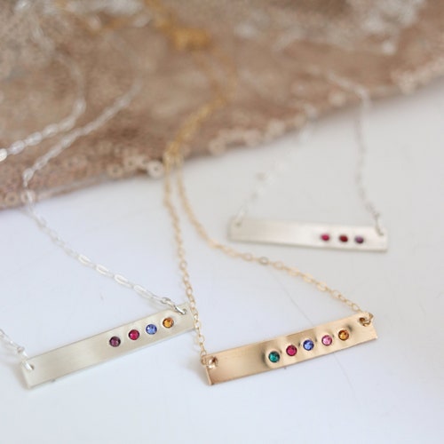 Customized Birthstone Bar Necklace for 