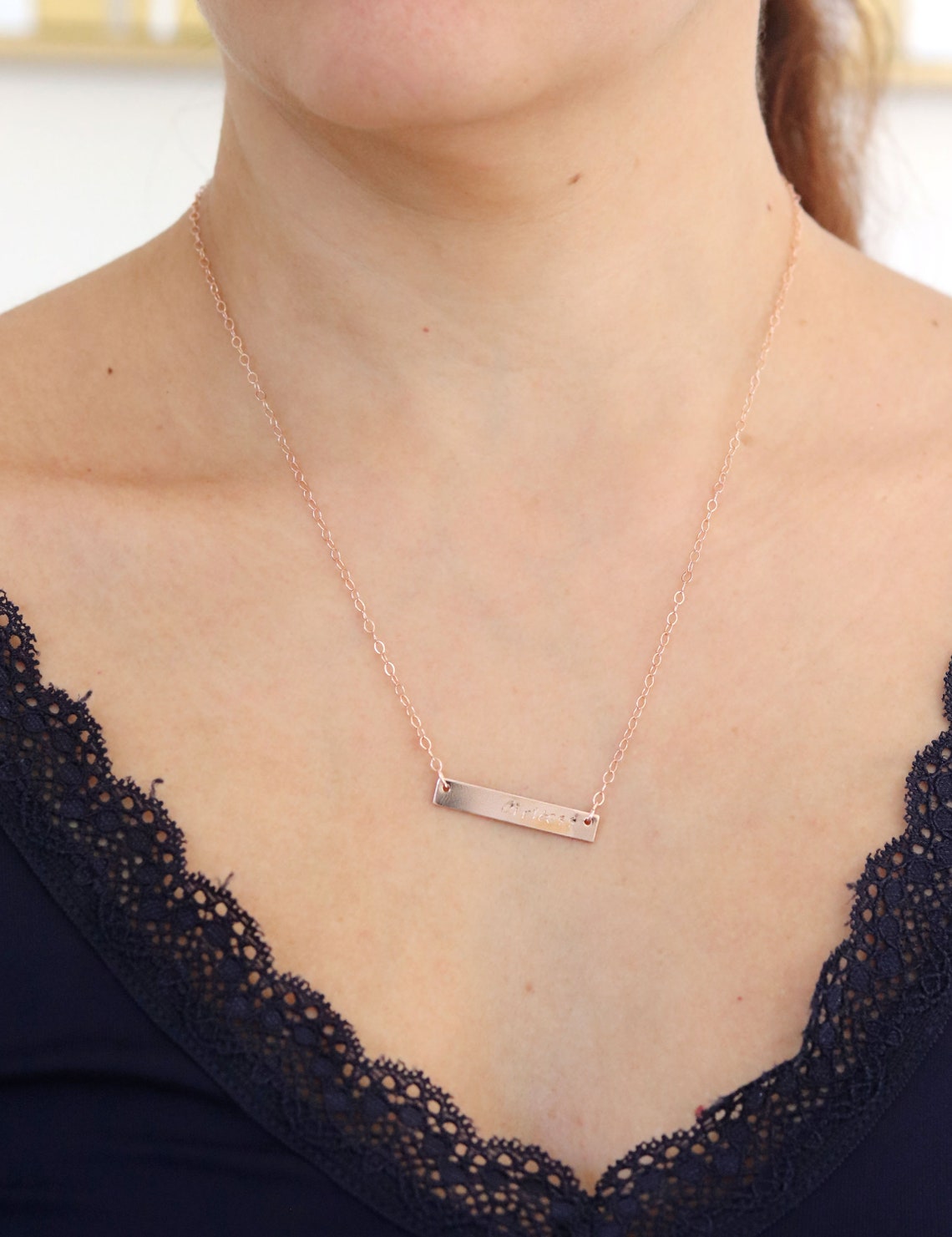 Girl boss Necklace Gift for Mom Rose Gold Bar Necklace Etsy