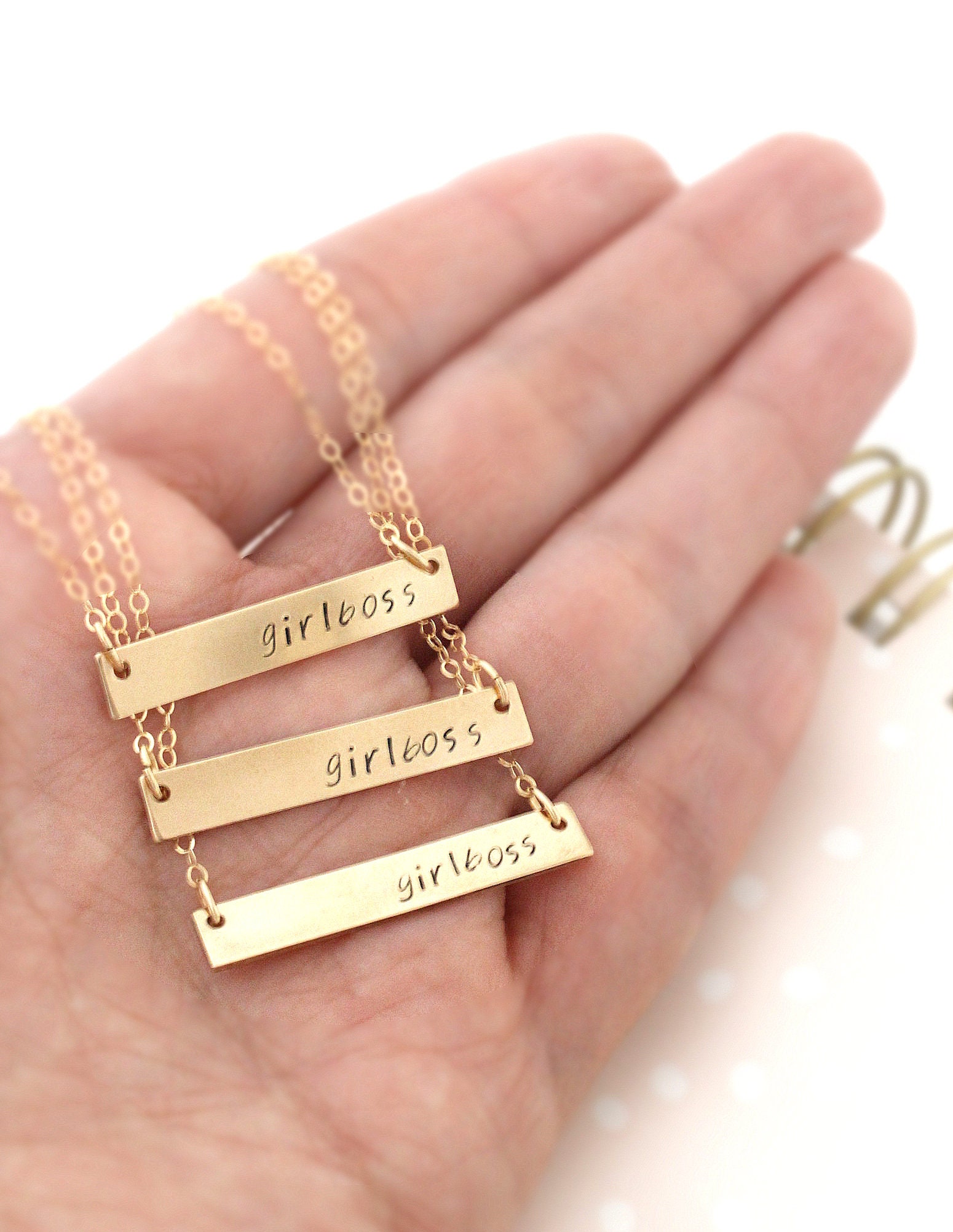 Girl boss Necklace Gift for Mom Rose Gold Bar Necklace Etsy