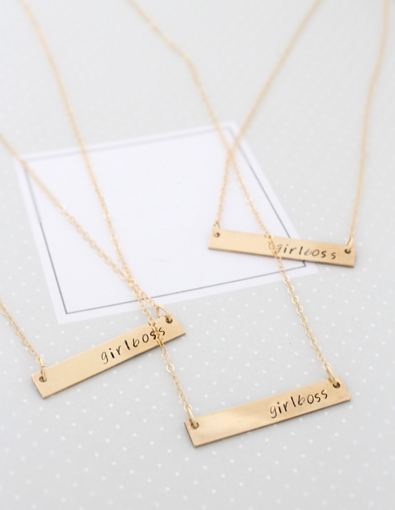 Girl boss Necklace Gift for Mom Rose Gold Bar Necklace Etsy