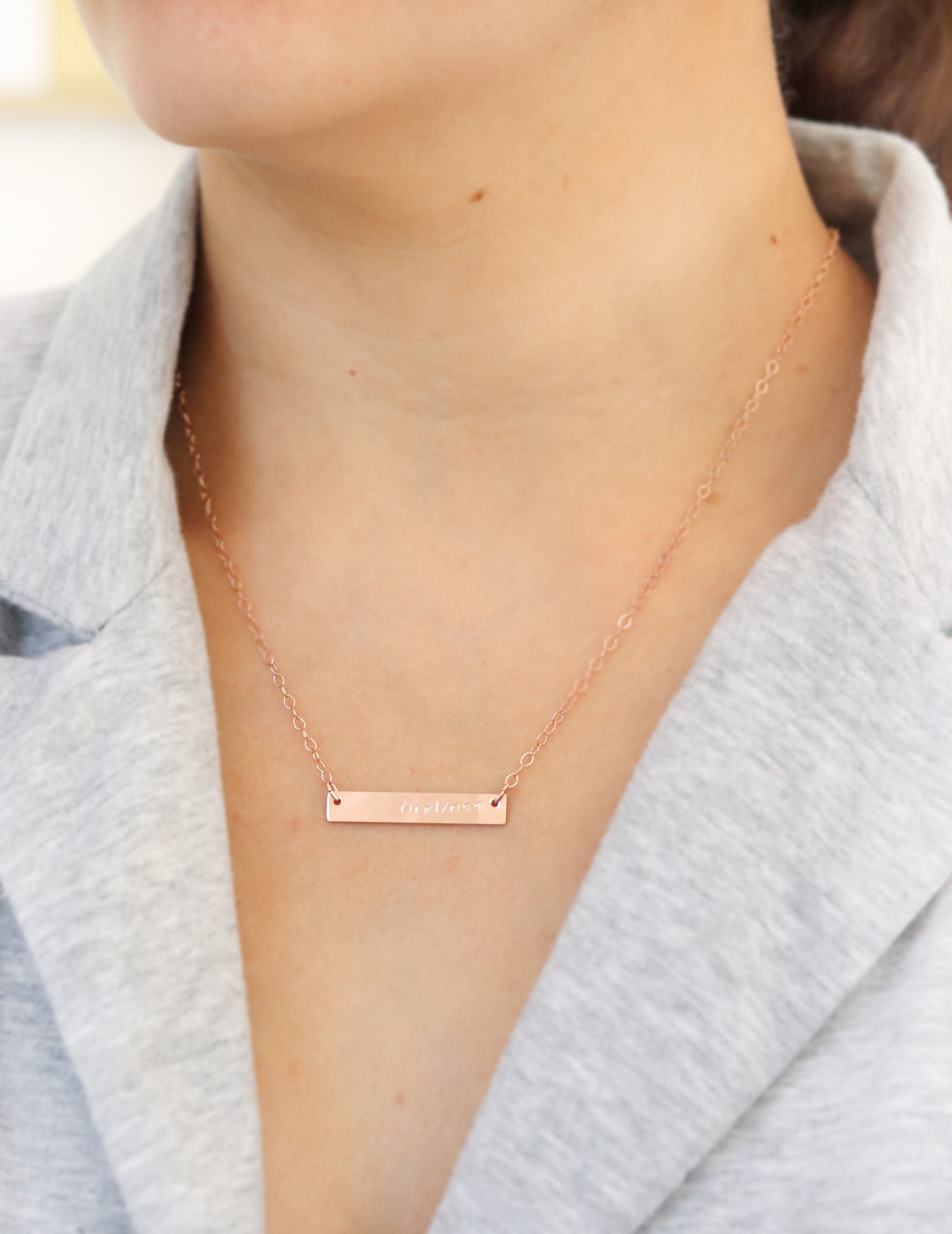 Girl boss Necklace Gift for Mom Rose Gold Bar Necklace Etsy