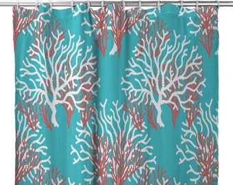 Beach Shower Curtain Turquoise Bathroom Nautical Shower Etsy