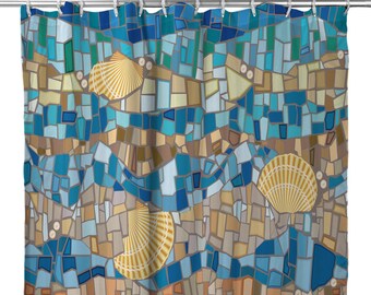 Shell Shower Curtain Etsy