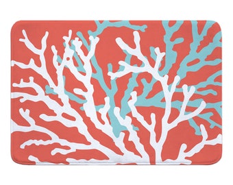 coral colored bath rugs
