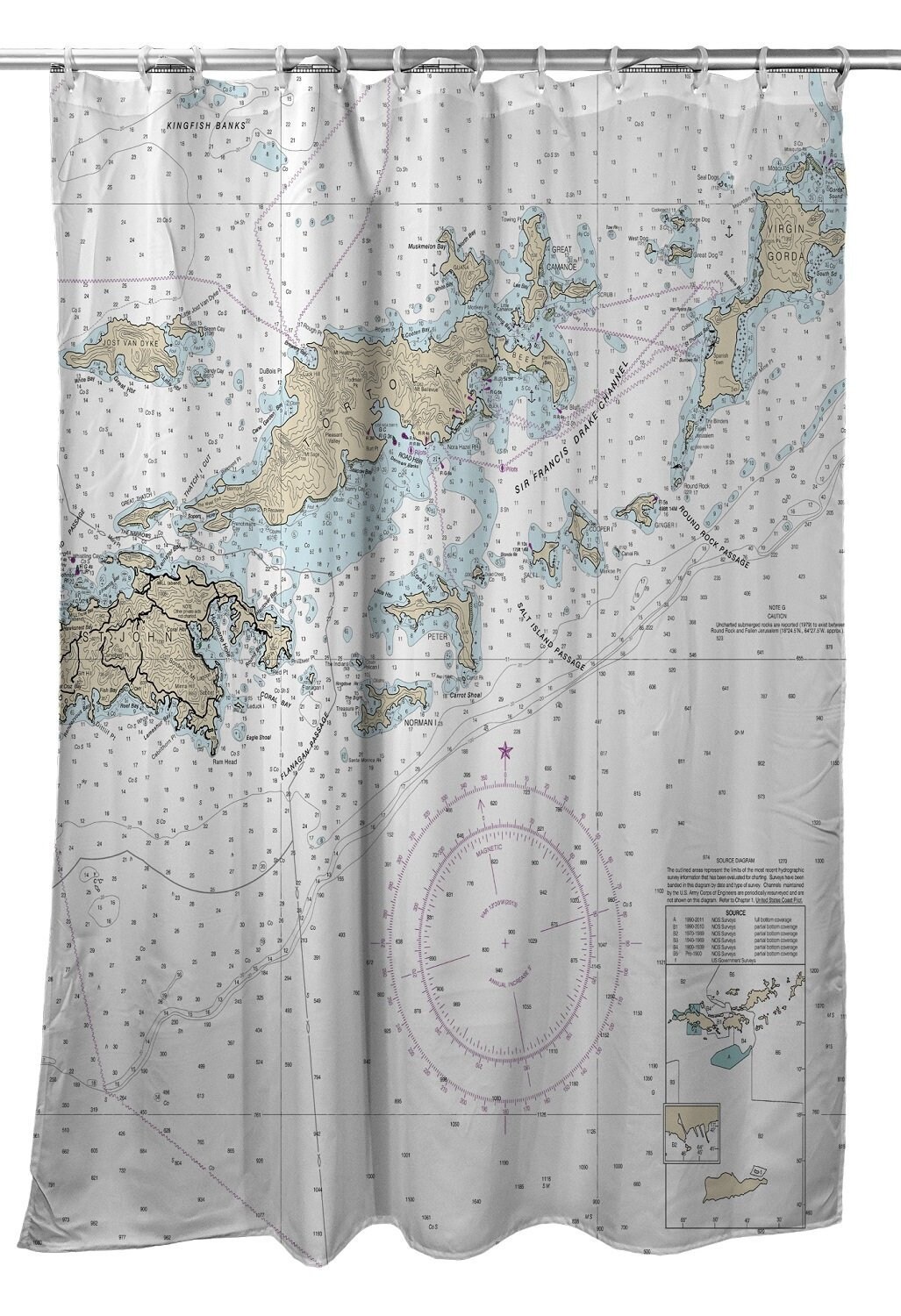 VI British Virgin Islands Nautical Chart Shower Curtain / Etsy