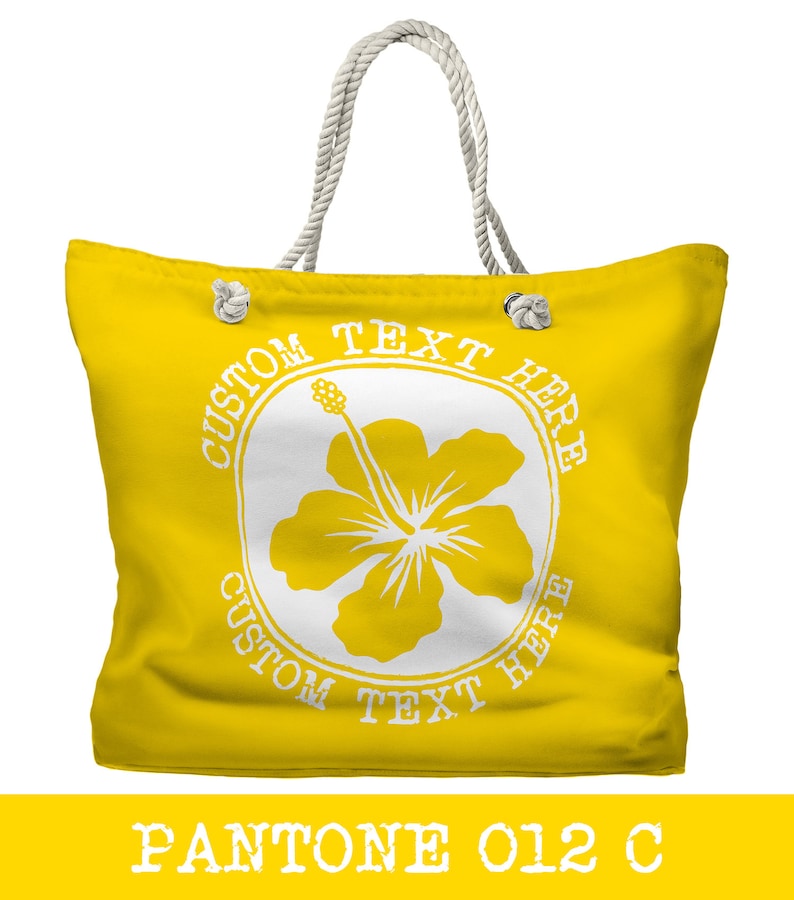 Personalized Hibiscus Tote Bag Custom Beach Tote 20 Colors