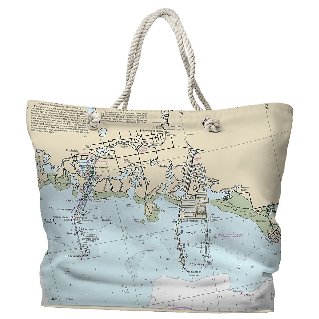 New Port Richey FL Nautical Chart Tote Bag / Made to Order - Etsy