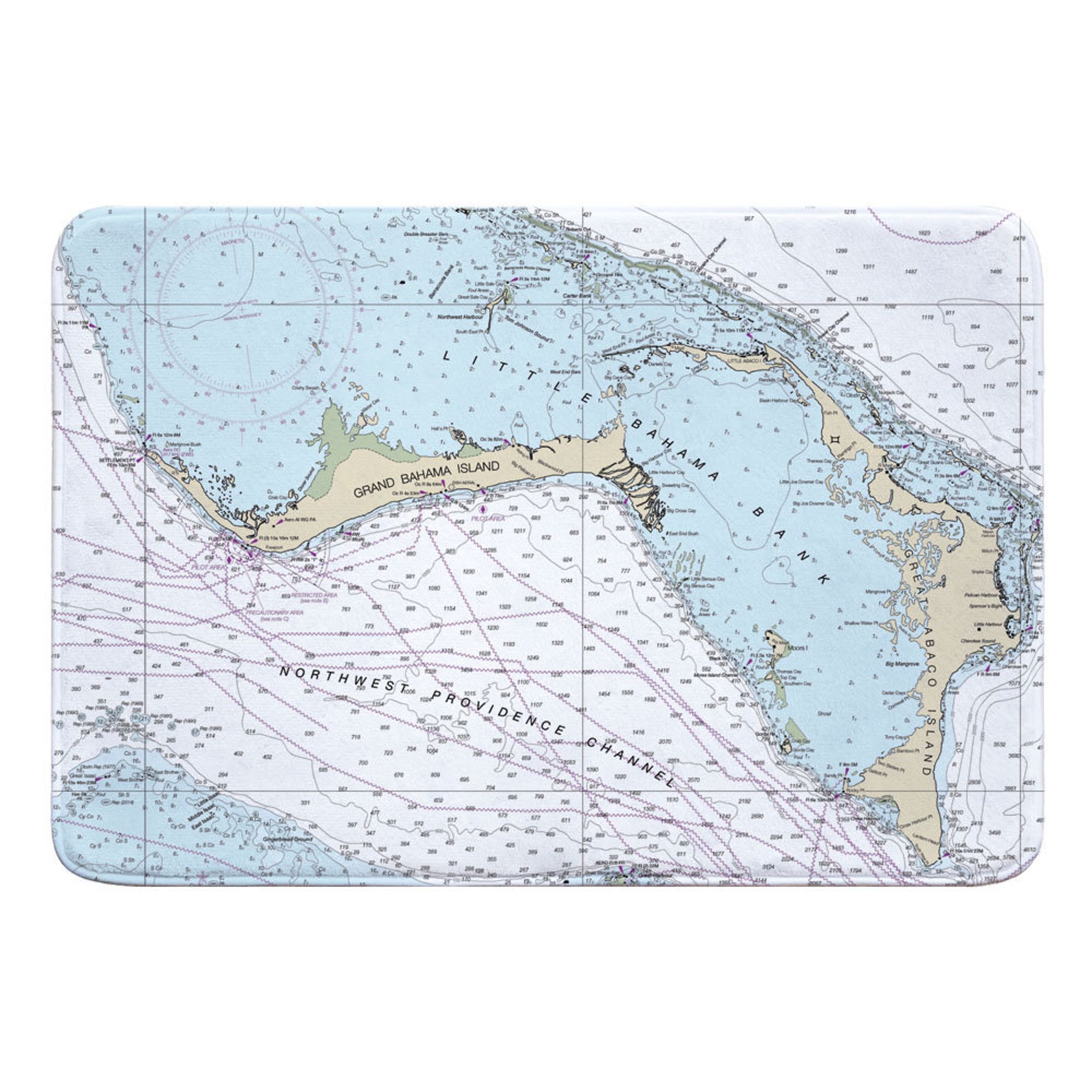 Grand Bahama Abaco Bahamas Nautical Chart Memory Foam Floor Etsy