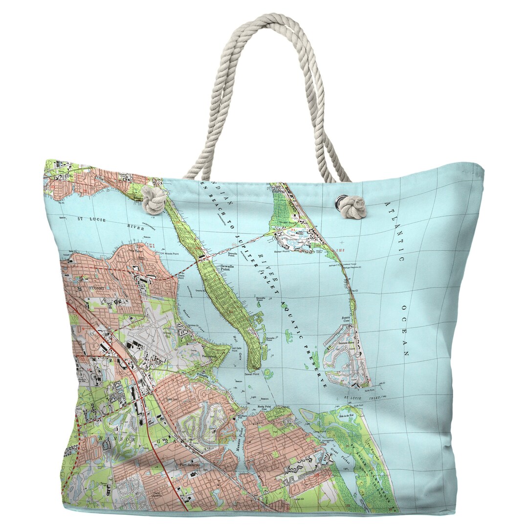 FL: Jensen Beach Stuart FL 2003 Topo Map Tote Bag / Made - Etsy