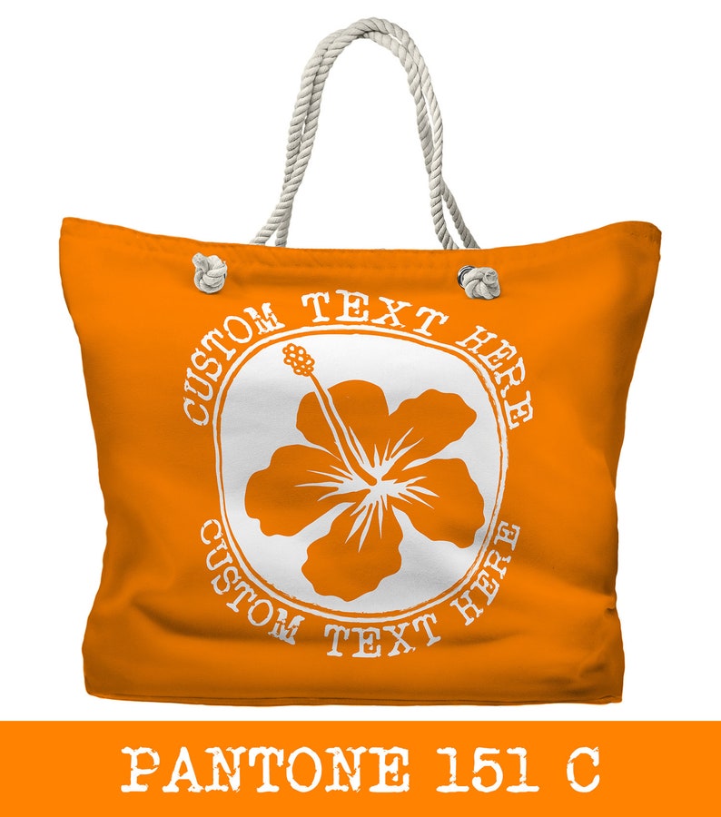 Personalized Hibiscus Tote Bag Custom Beach Tote 20 Colors