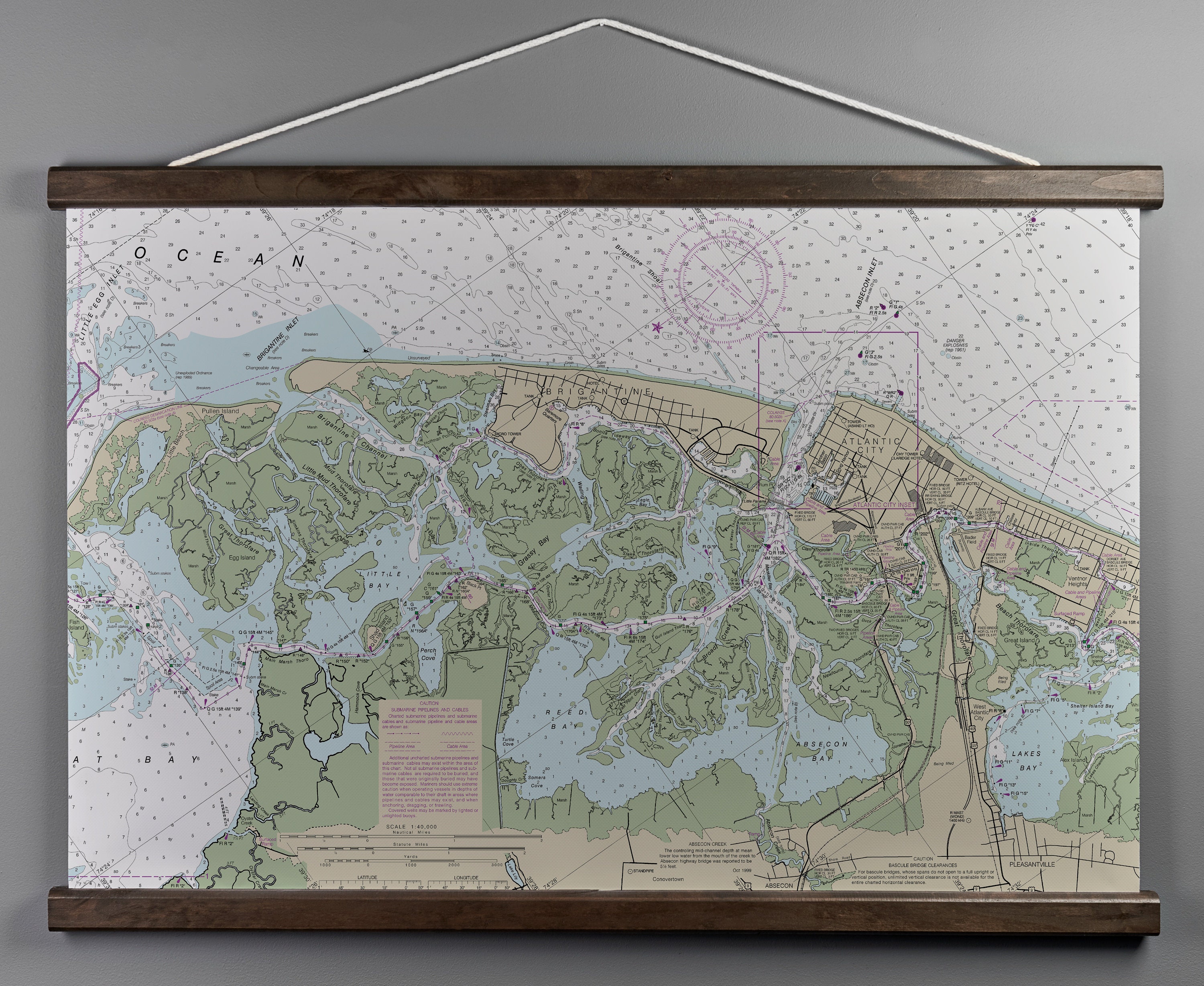 NJ Nautical Wall Chart Made to Order Atlantic City NJ Brigantine Home ...
