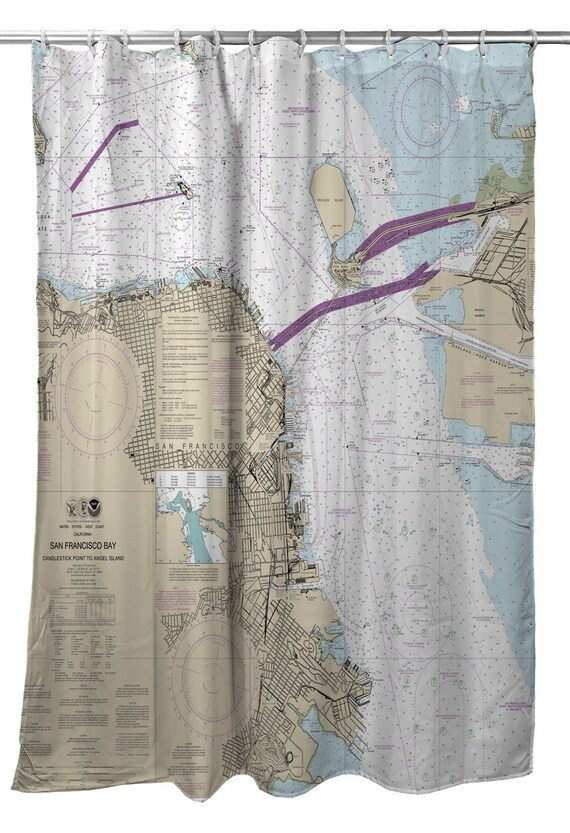 Ca San Francisco Ca Nautical Chart Shower Curtain Map Etsy