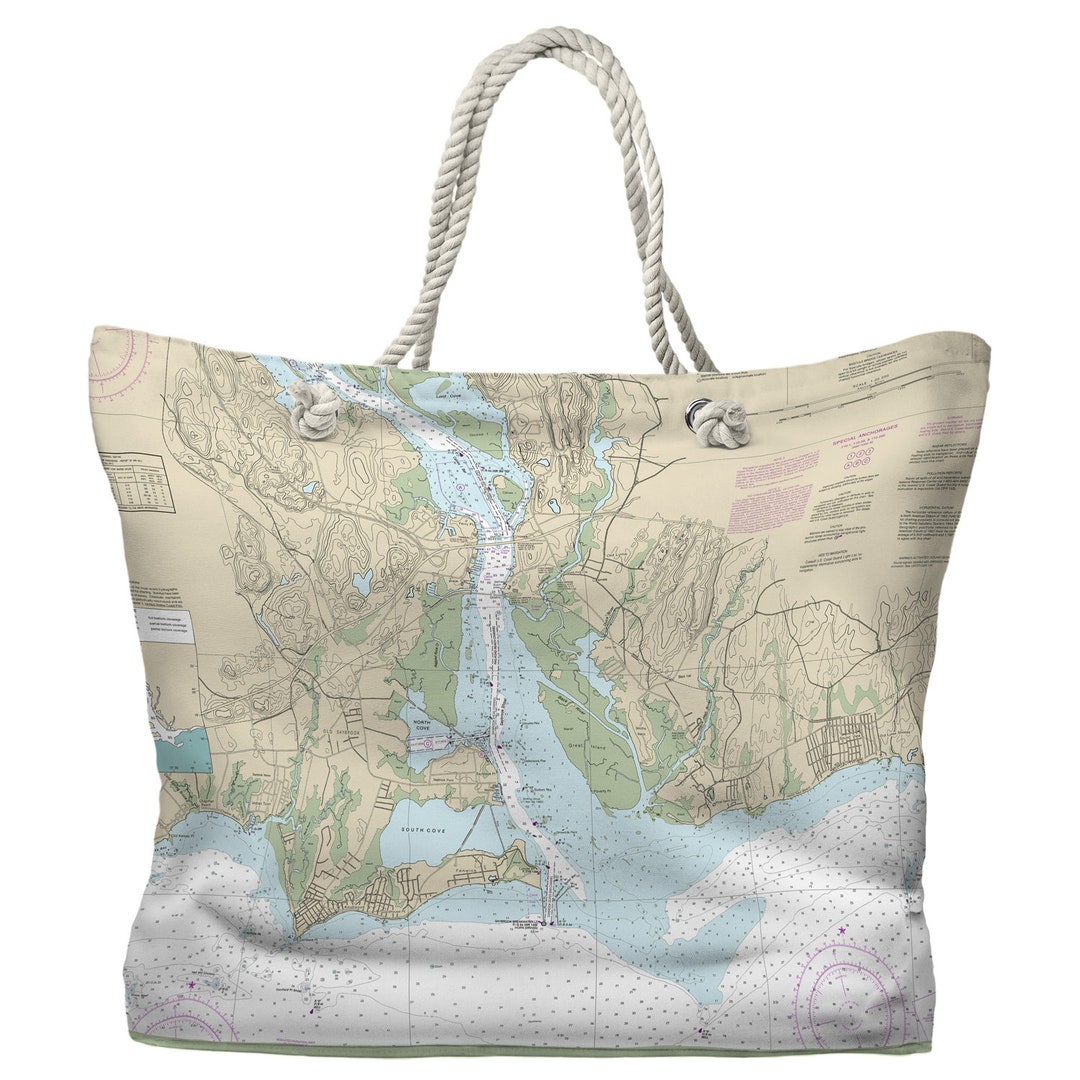 CT: Old Saybrook Old Lyme CT Nautical Chart Tote Bag / Made - Etsy