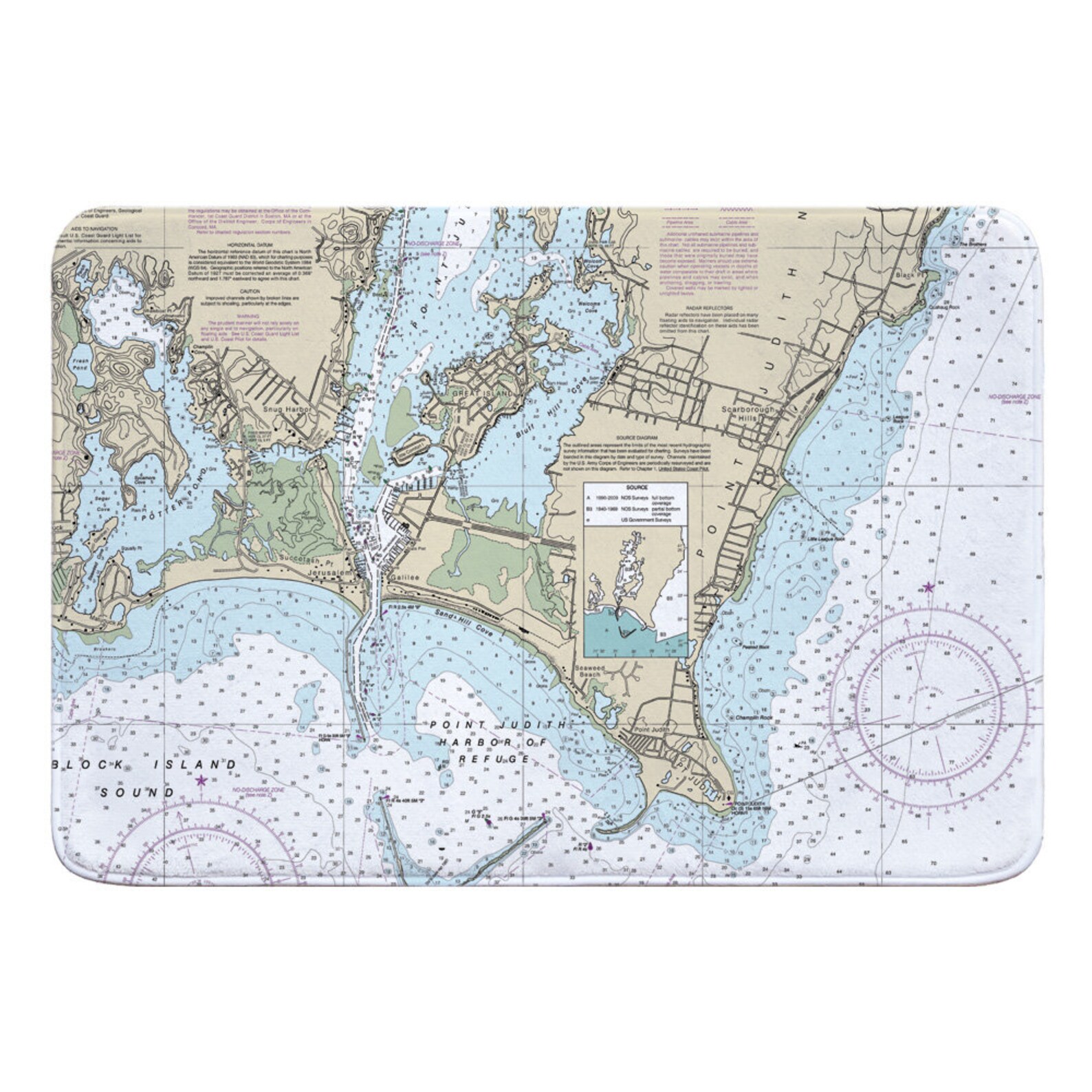 RI Point Judith Harbor RI Nautical Chart Memory Foam Floor Etsy