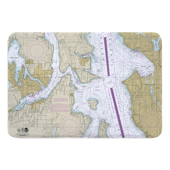 Wa Bremerton Bainbridge Island Seattle Wa Nautical Chart Etsy