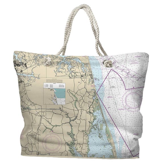 VA: Virginia Beach VA Nautical Chart Tote Bag / Made to Order | Etsy