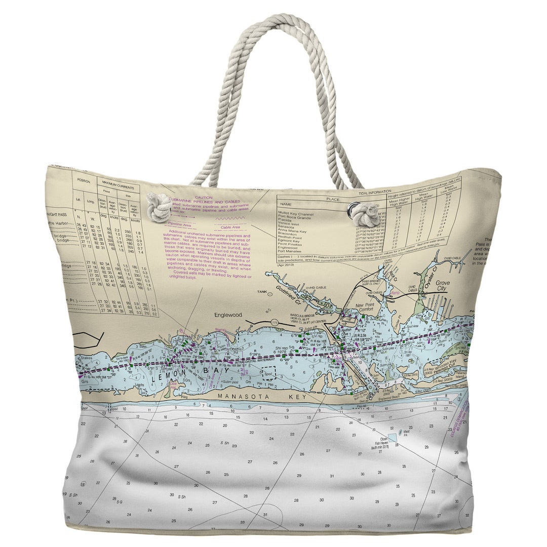 Englewood Manasota Key FL Nautical Chart Tote Bag / Made to - Etsy