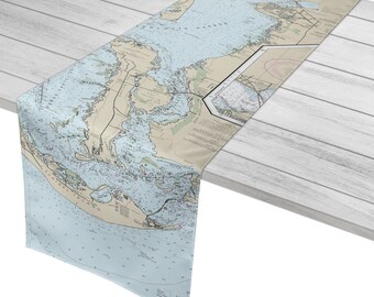 Port Charlotte to Sanibel Island, FL Nautical Chart Table Runner / Made to Order