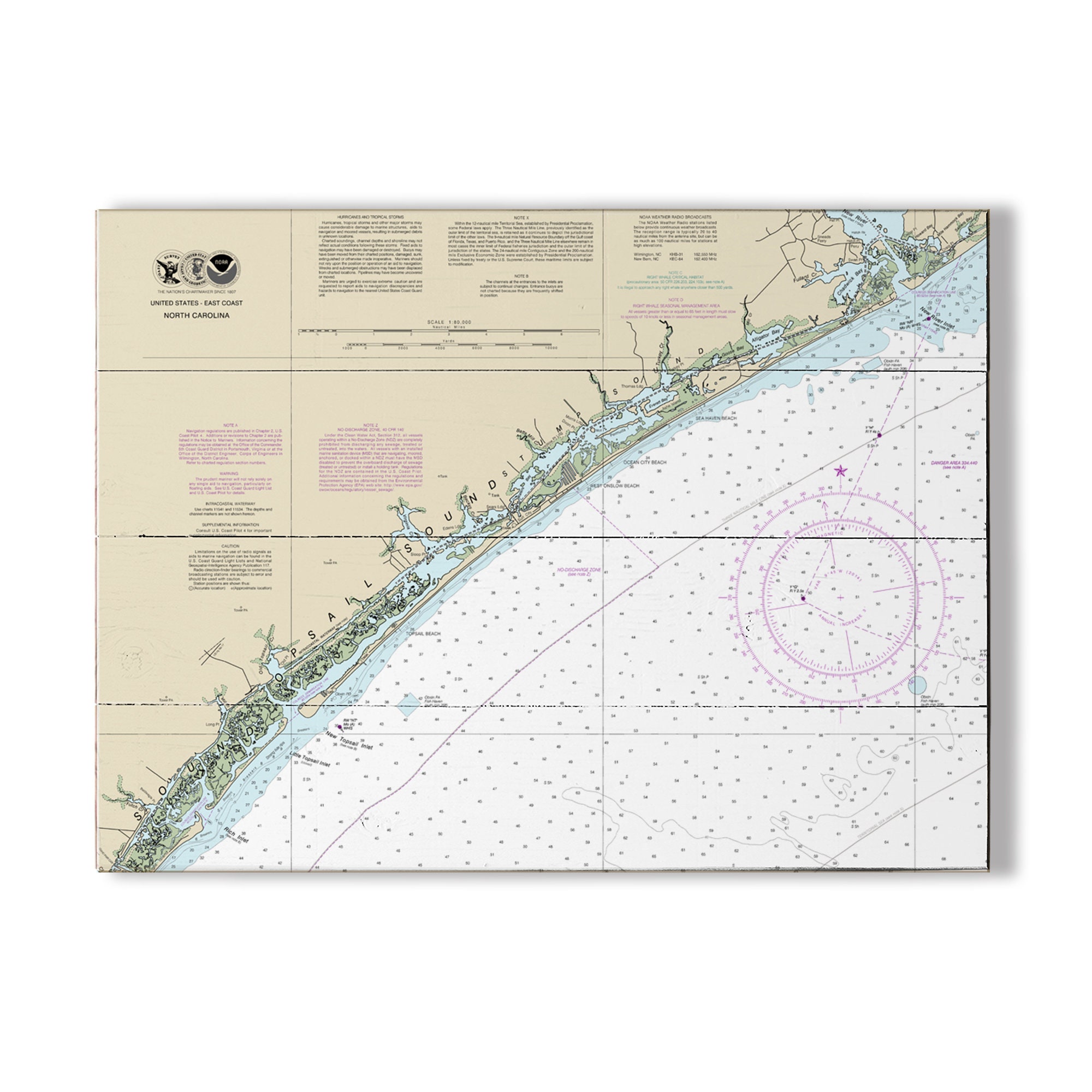 Topsail Island NC Nautical Chart Sign Made To Order Etsy