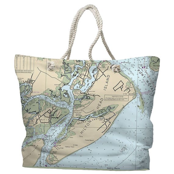 Hilton Head Island SC Nautical Chart Tote Bag / Made to Order | Etsy