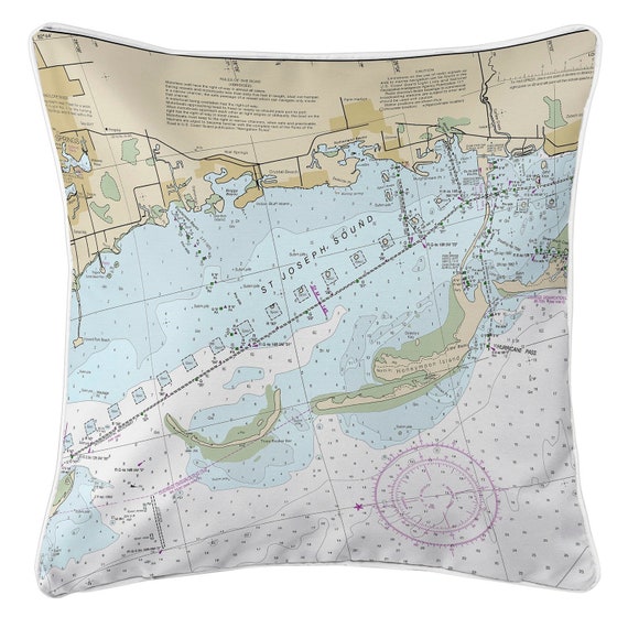 Crystal Beach Honeymoon Island FL Nautical Chart Pillow / | Etsy