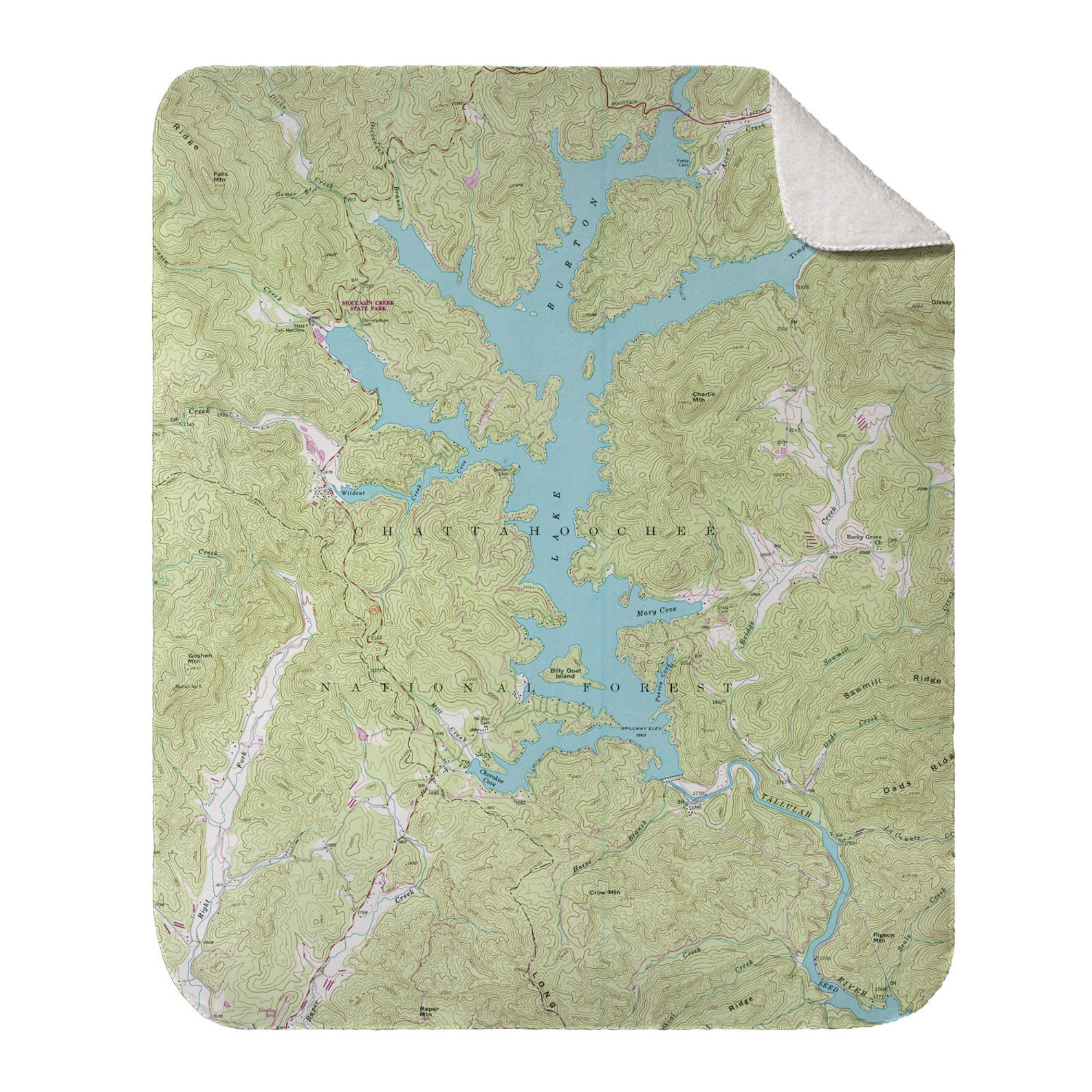 GA Lake Burton GA 1957 Topo Map Throw Blanket Made To Etsy