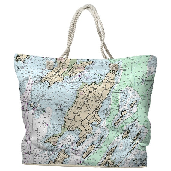 ME: Chebeague Island ME Nautical Chart Tote Bag / Made to | Etsy