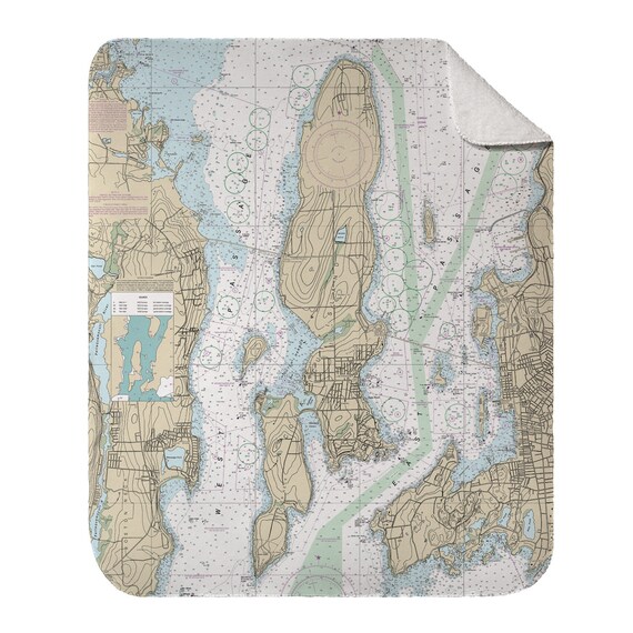 Jamestown RI Nautical Chart Blanket / Made to Order Etsy