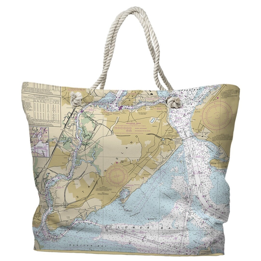 NY: Staten Island NY Nautical Chart Tote Bag / Made to Order - Etsy