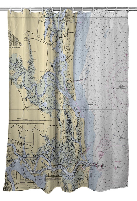 Fl Amelia Island Fl Nautical Chart Shower Curtain Map Etsy