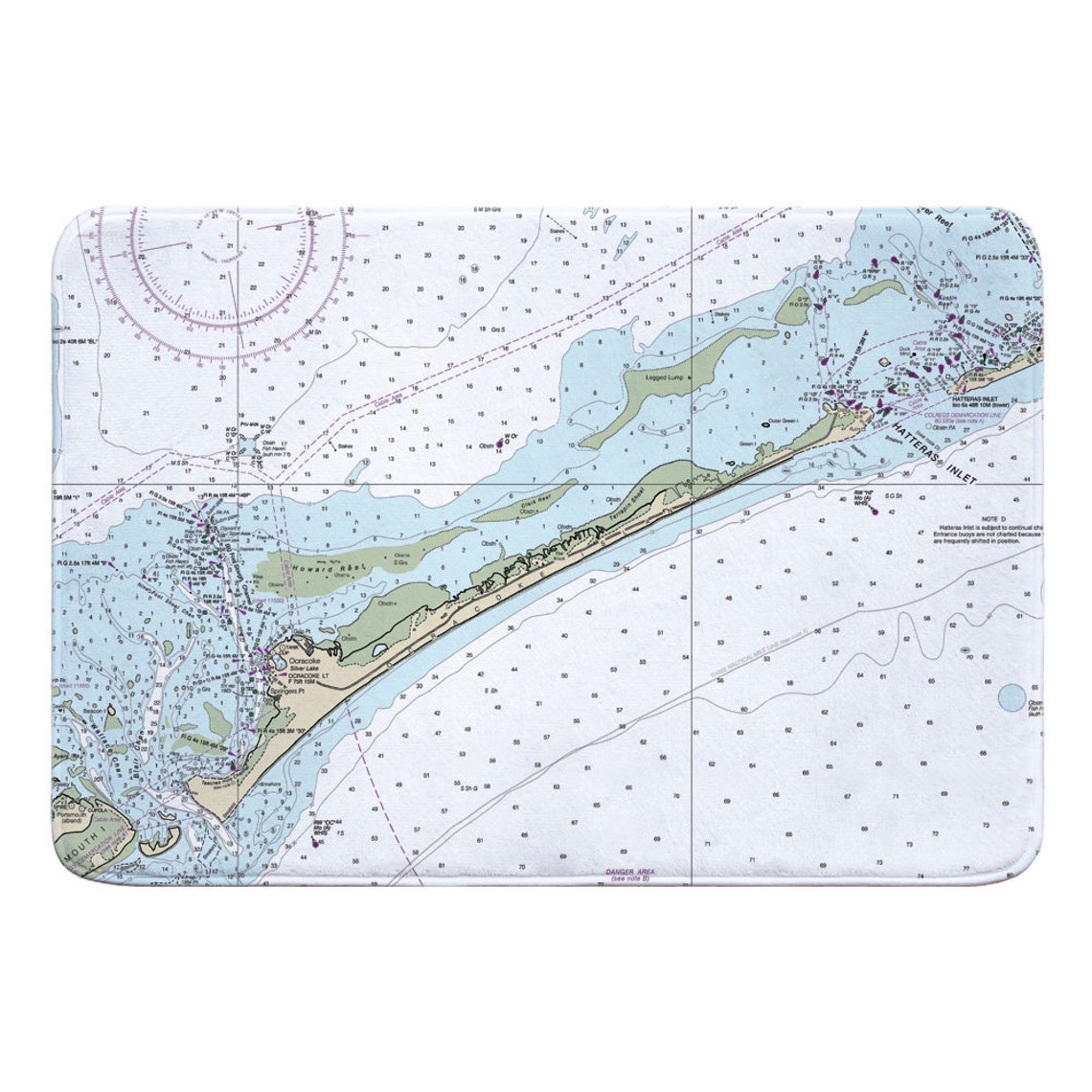 NC Ocracoke Island NC Nautical Chart Memory Foam Floor Mat / Etsy
