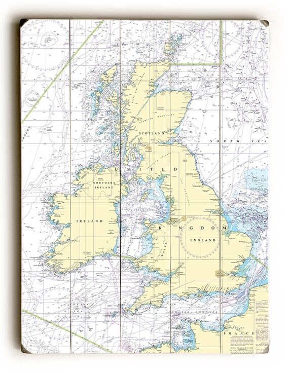 Islas Britanicas Escocia Irlanda Inglaterra Carta Nautica Etsy