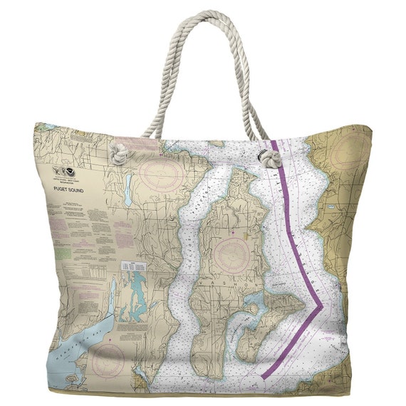Vashon Island Maury Island WA Nautical Chart Tote Bag / Made | Etsy
