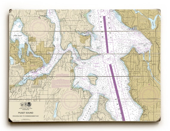 Wa Bremerton Bainbridge Island Seattle Wa Nautical Chart Etsy