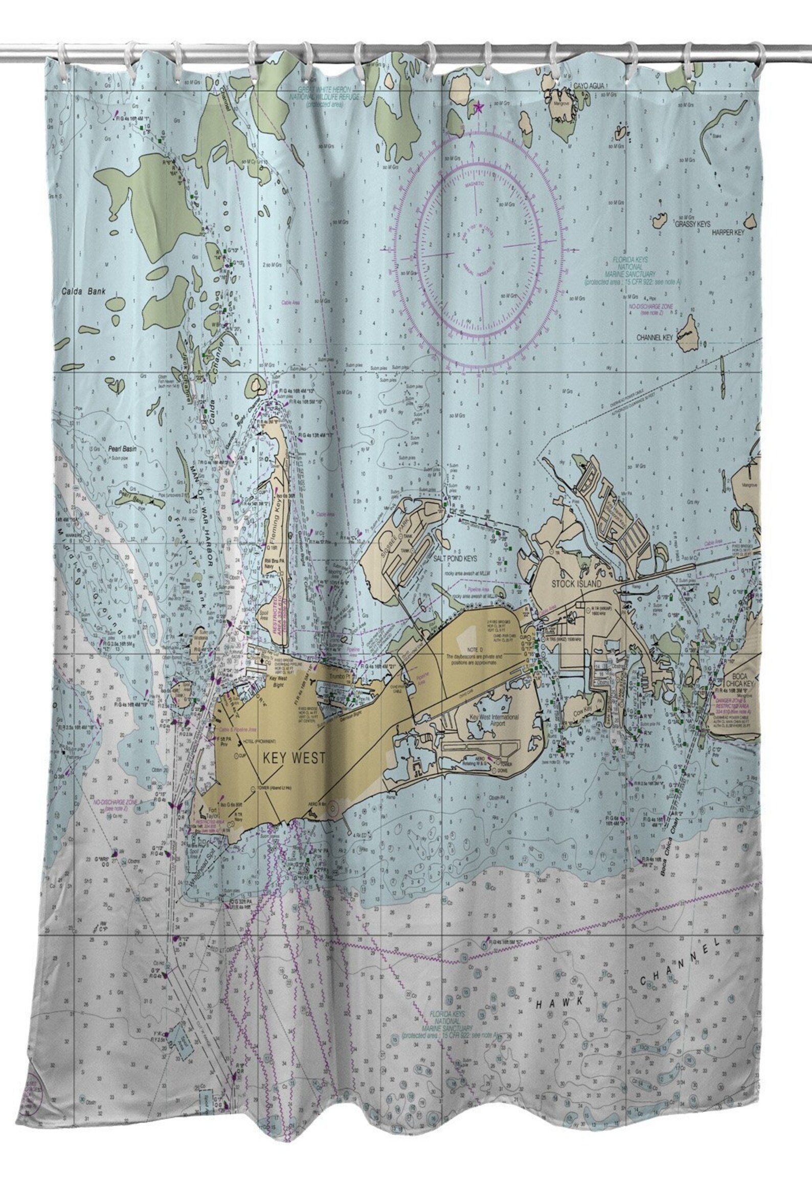 Key West FL Nautical Chart Shower Curtain / Made to Order Etsy