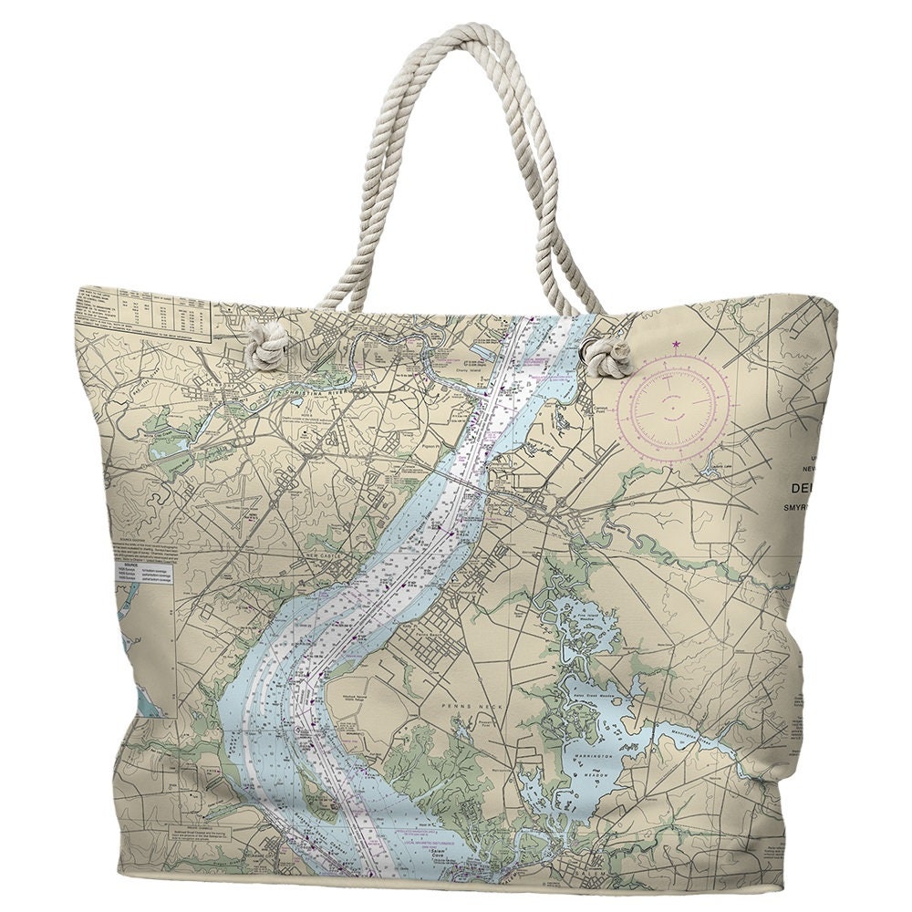 DE: Wilmington DE Nautical Chart Tote Bag / Made to Order | Etsy