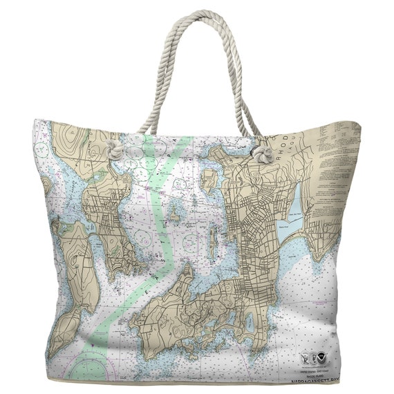 RI: Newport RI Nautical Chart Tote Bag / Made to Order | Etsy