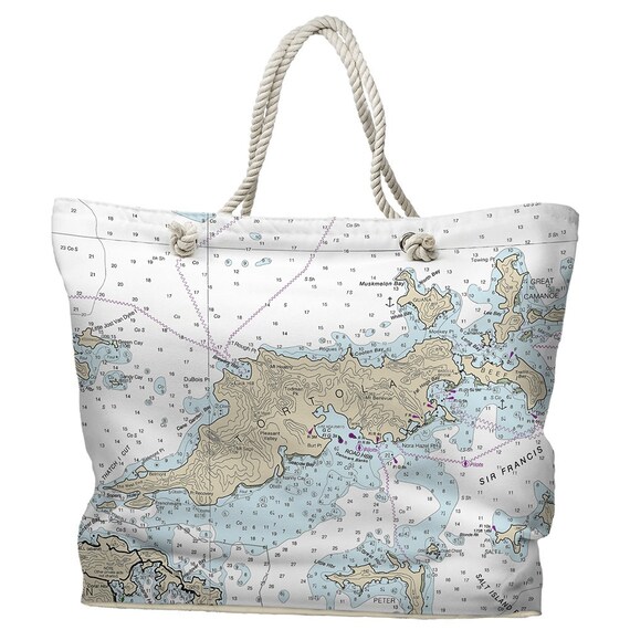 Tortola BVI Nautical Chart Tote Bag / Made to Order - Etsy