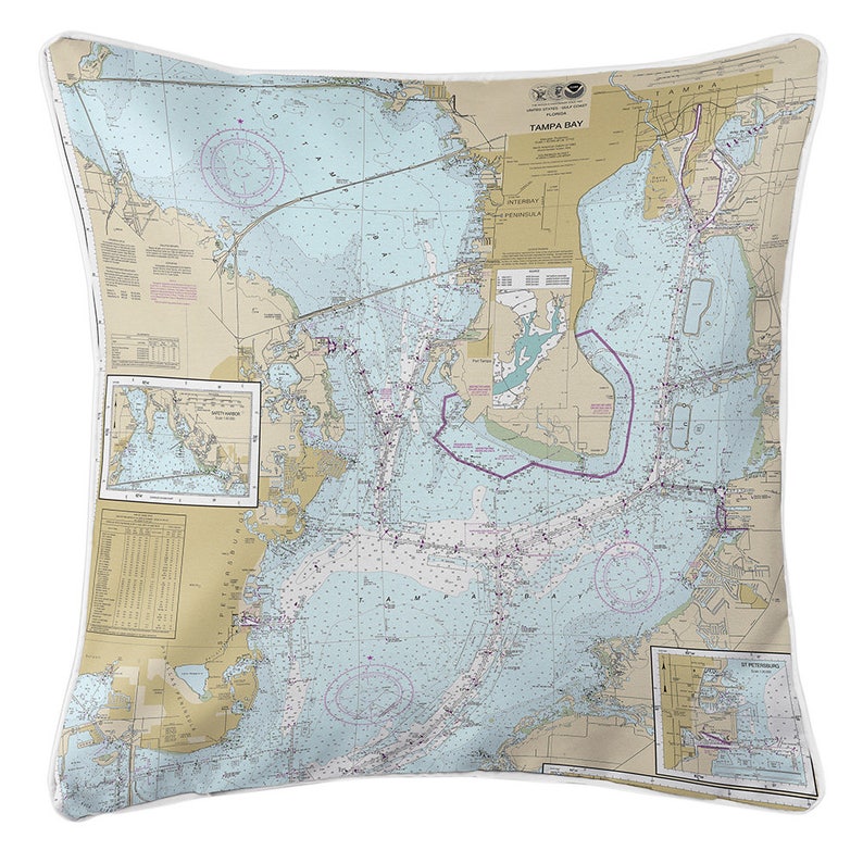 Tampa Bay FL Nautical Chart Pillow / Made to Order - Etsy